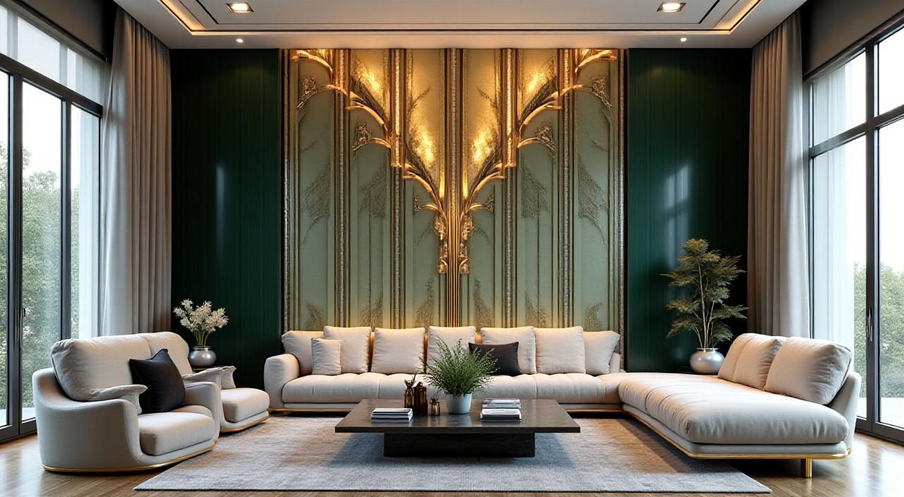 Grande installazione artistica Art Déco in un salone lussuoso