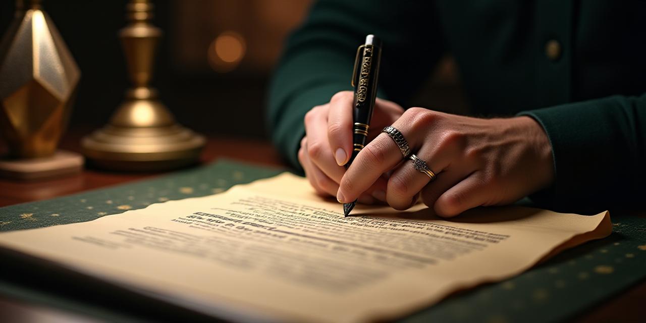 Un artigiano che firma un documento di autenticità in uno studio Art Déco